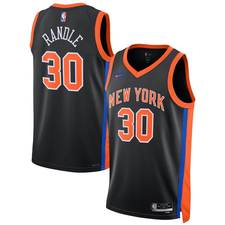 Men New York Knicks 30 Julius Randle Nike Black City Edition 2022-23 Swingman NBA Jersey